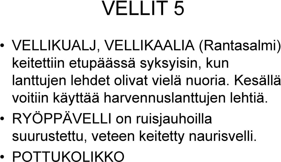 Kesällä voitiin käyttää harvennuslanttujen lehtiä.