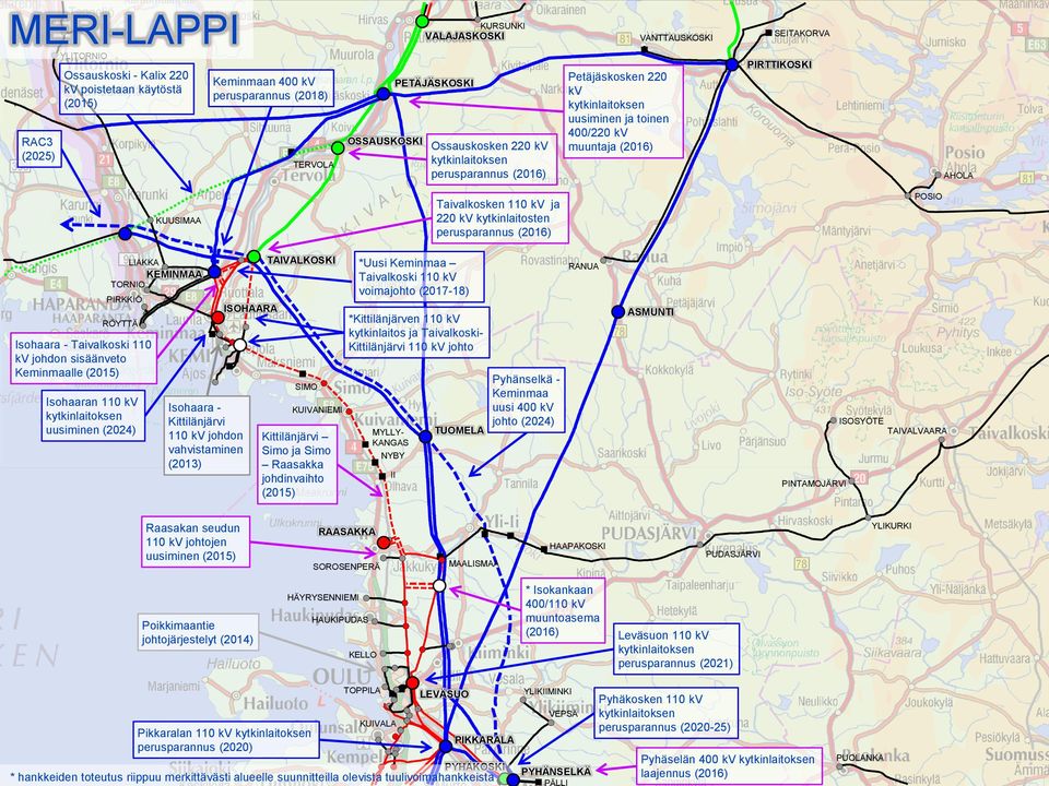 sisäänveto Keminmaalle Isohaaran (2024) Isohaara - Kittilänjärvi johdon vahvistaminen (2013) ISOHAARA TAIVALKOSKI SIMO KUIVANIEMI Kittilänjärvi Simo ja Simo Raasakka johdinvaihto *Uusi Keminmaa