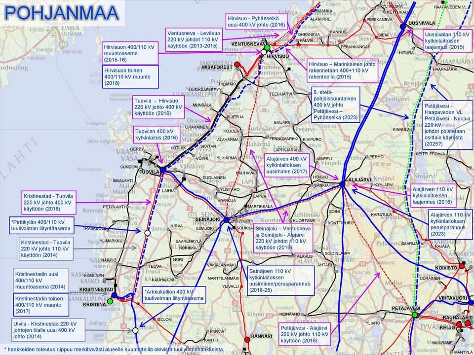 Hirvisuon toinen muunto GERBY SUNDOM TUOVILA MAALAHTI PETOLAHTI Tuovila - Hirvisuo 220 kv johto 400 kv käyttöön Tuovilan 400 kv kytkinlaitos TEUVA LAIHIA KAUHAJOKI ISOJOKI Ventusneva - Leväsuo 220 kv