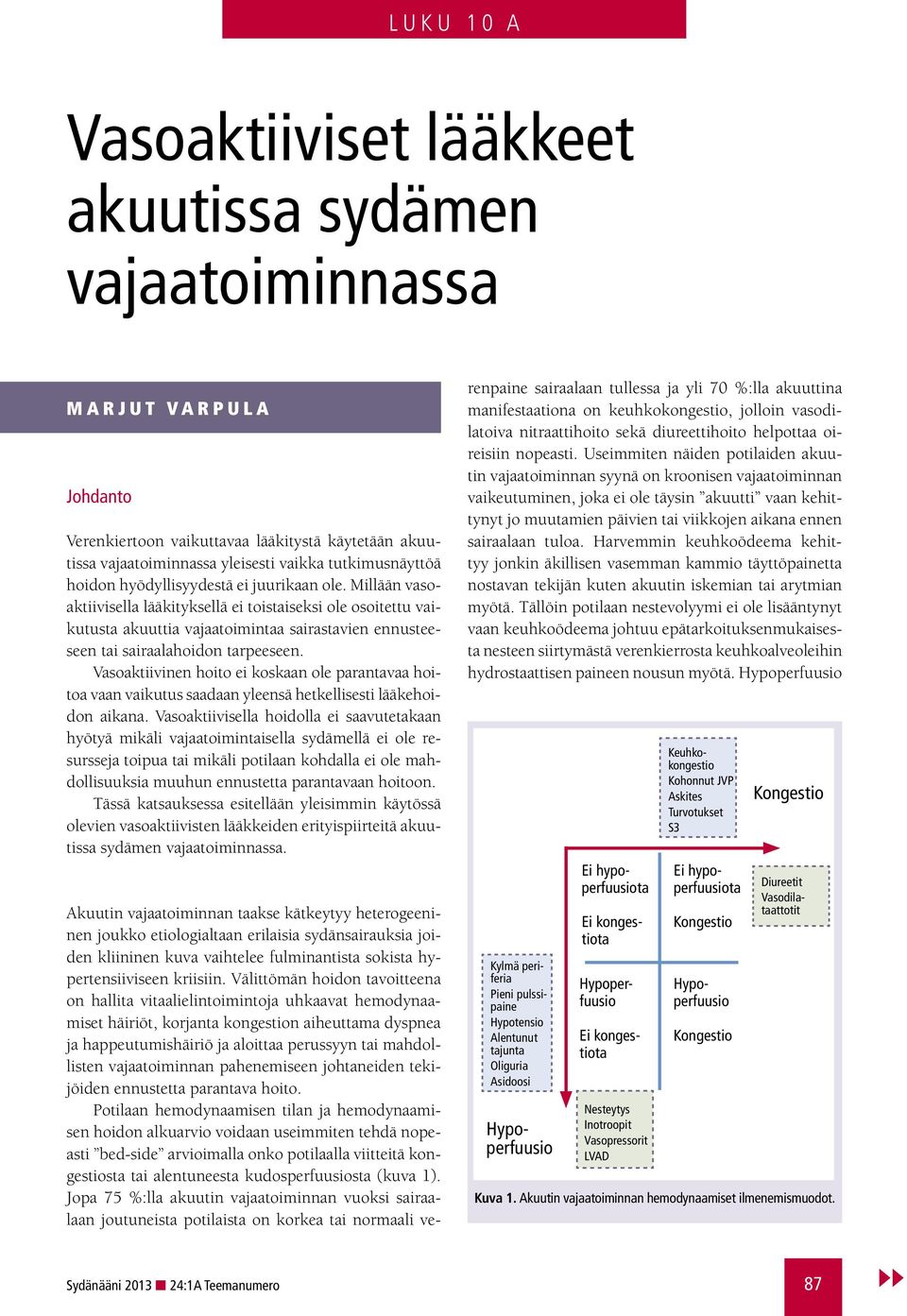 Millään vasoaktiivisella lääkityksellä ei toistaiseksi ole osoitettu vaikutusta akuuttia vajaatoimintaa sairastavien ennusteeseen tai sairaalahoidon tarpeeseen.