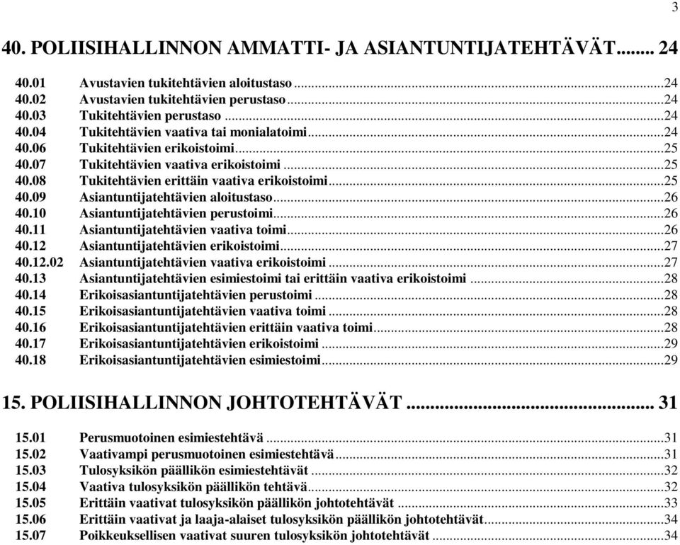 10 Asiantuntijatehtävien perustoimi... 26 40.11 Asiantuntijatehtävien vaativa toimi... 26 40.12 Asiantuntijatehtävien erikoistoimi... 27 40.