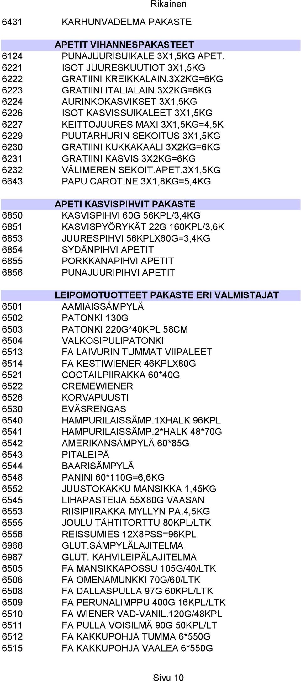 3X2KG=6KG 6232 VÄLIMEREN SEKOIT.APET.