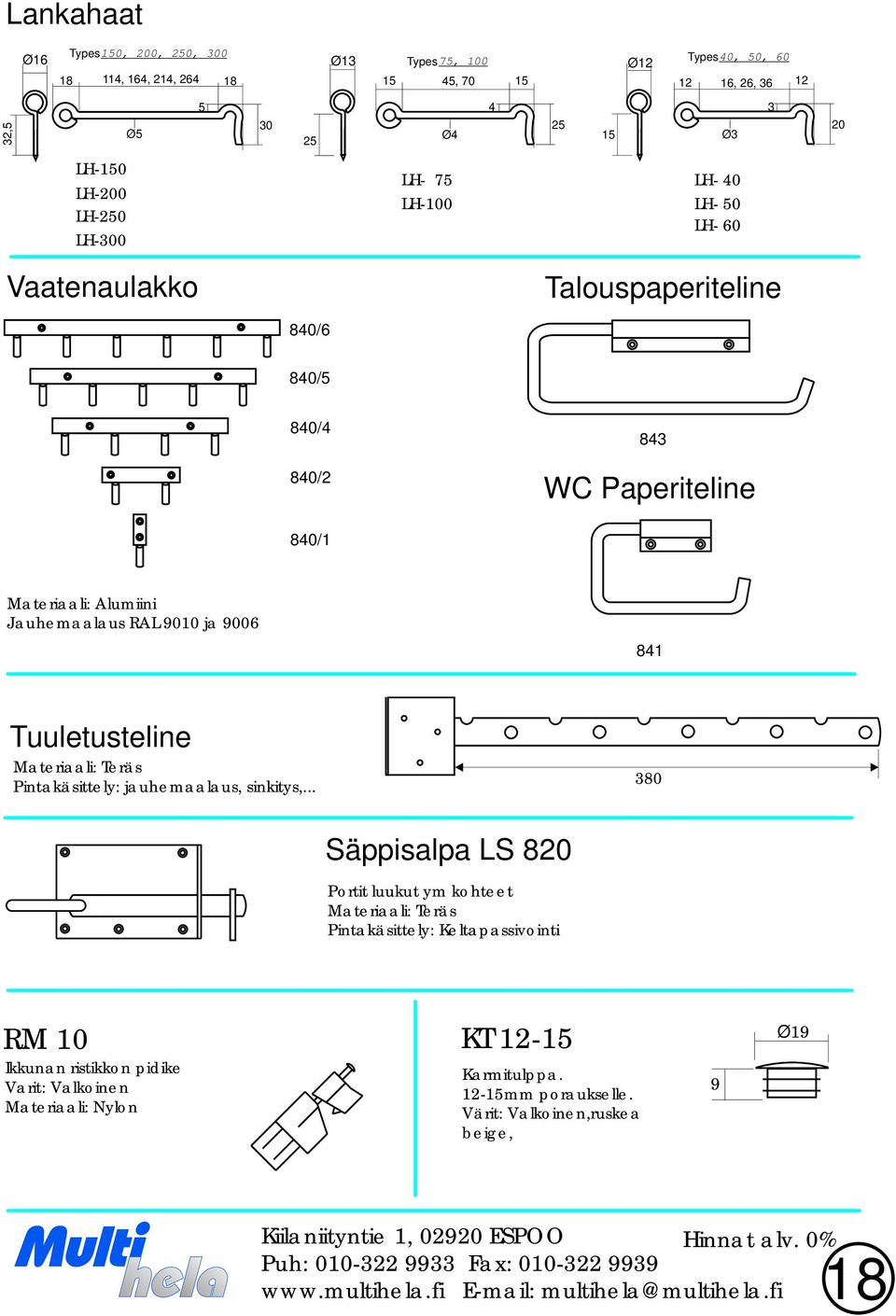 Tuuletusteline Pintakäsittely: jauhemaalaus, sinkitys,.