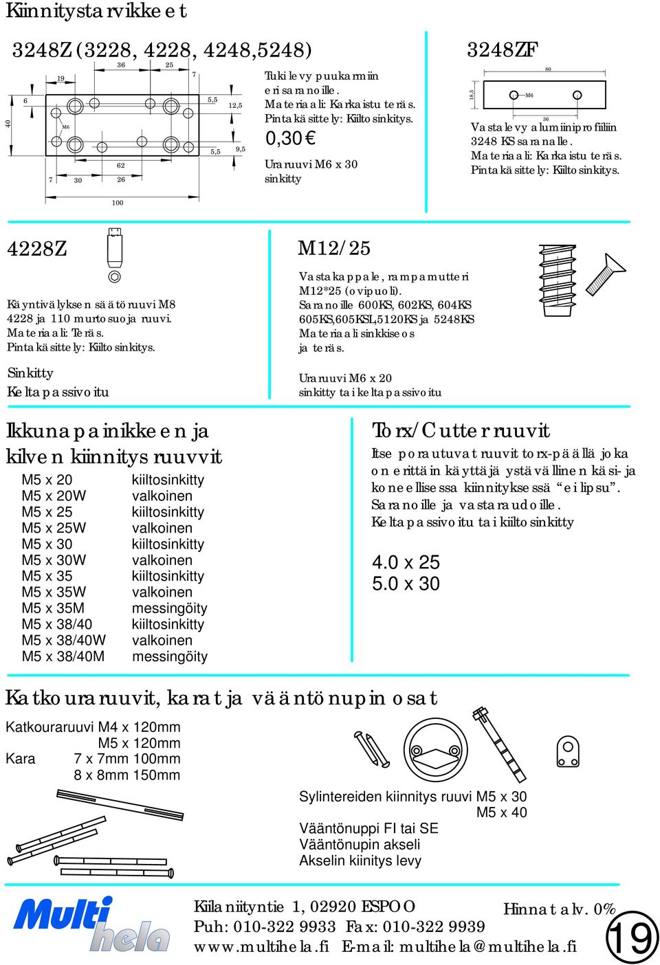 0, Uraruuvi M6 x sinkitty 324ZF 1,5 M6 0 36 Vastalevy alumiiniprofiiliin 324 KS saranalle. Materiaali: Karkaistu teräs. Pintakäsittely: Kiiltosinkitys.