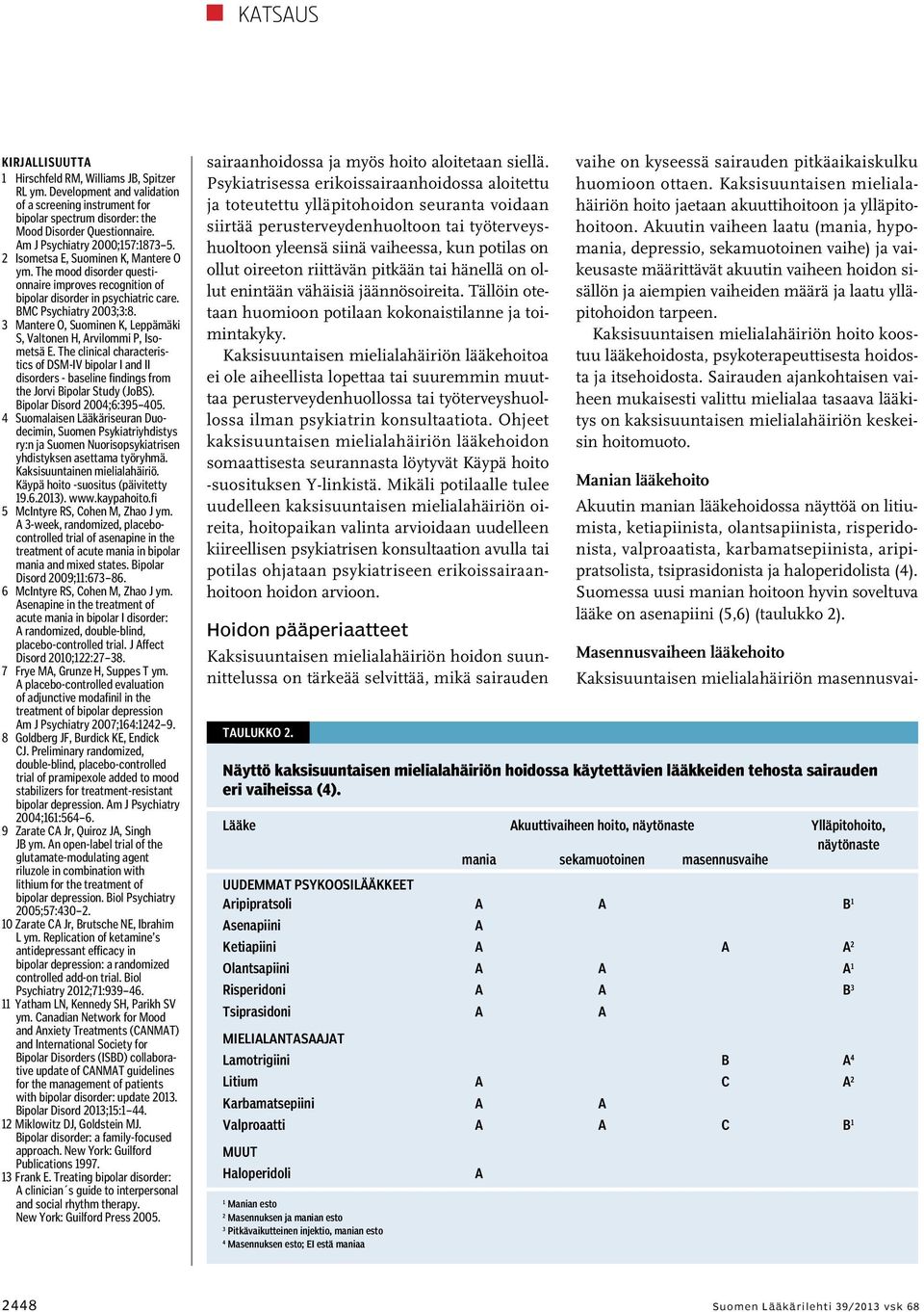 3 Mantere O, Suominen K, Leppämäki S, Valtonen H, Arvilommi P, Isometsä E. The clinical characteristics of DSM-IV bipolar I and II disorders - baseline findings from the Jorvi Bipolar Study (JoBS).