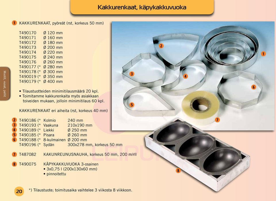 Toimitamme kakkurenkaita myös asiakkaan toiveiden mukaan, jolloin minimitilaus 60 kpl.