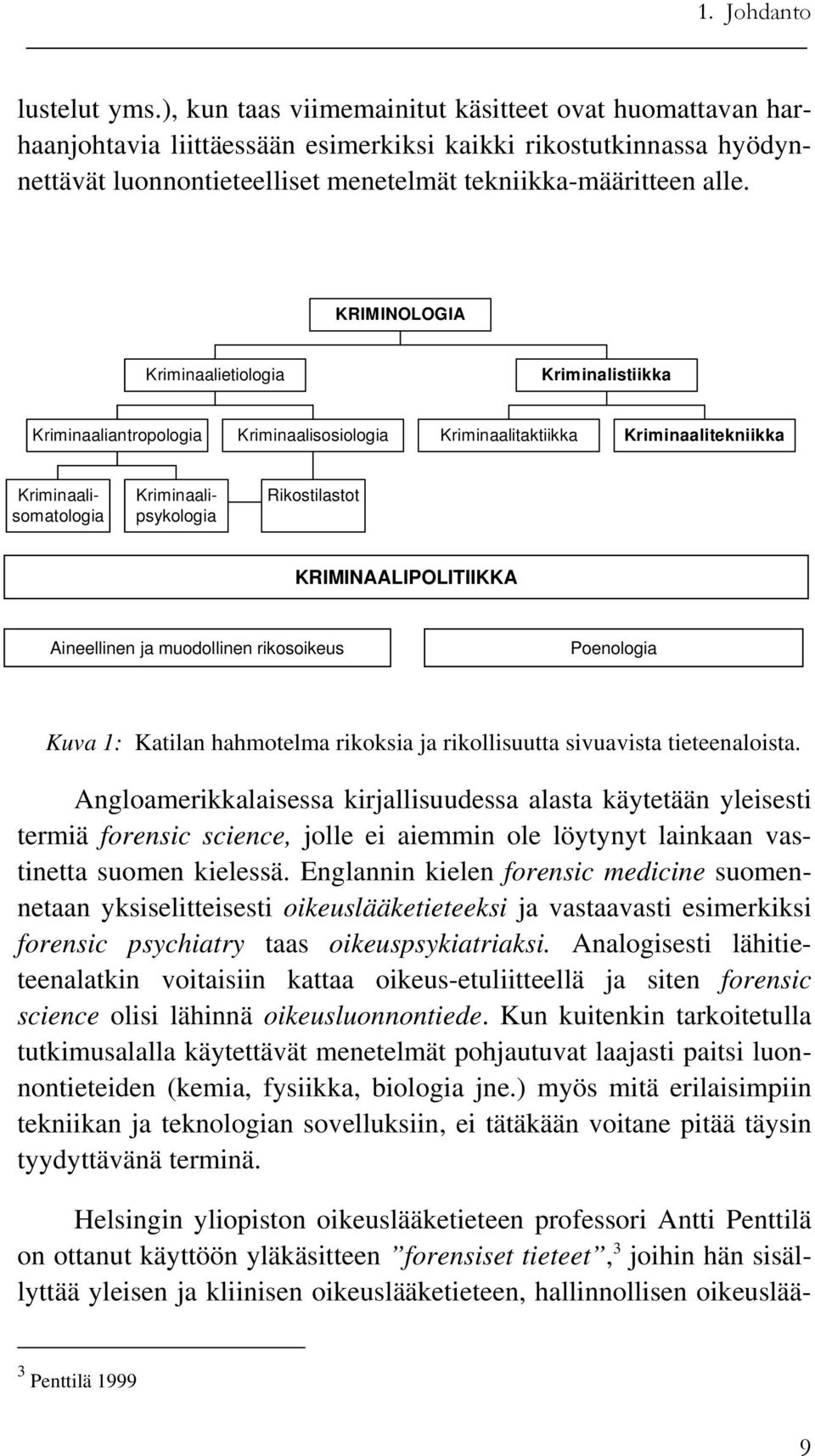 KRIMINOLOGIA Kriminaalietiologia Kriminalistiikka Kriminaaliantropologia Kriminaalisosiologia Kriminaalitaktiikka Kriminaalitekniikka Helsingin yliopiston oikeuslääketieteen professori Antti Penttilä