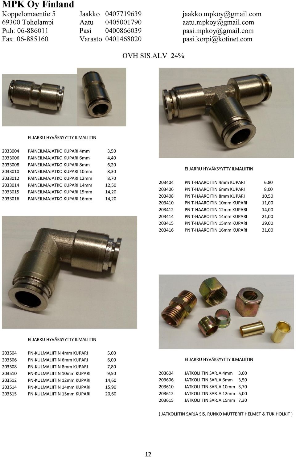 203408 2034 203412 203414 203415 203416 PN T-HAAROITIN 4mm KUPARI PN T-HAAROITIN 6mm KUPARI PN T-HAAROITIN 8mm KUPARI PN T-HAAROITIN mm KUPARI PN T-HAAROITIN 12mm KUPARI PN T-HAAROITIN 14mm KUPARI PN