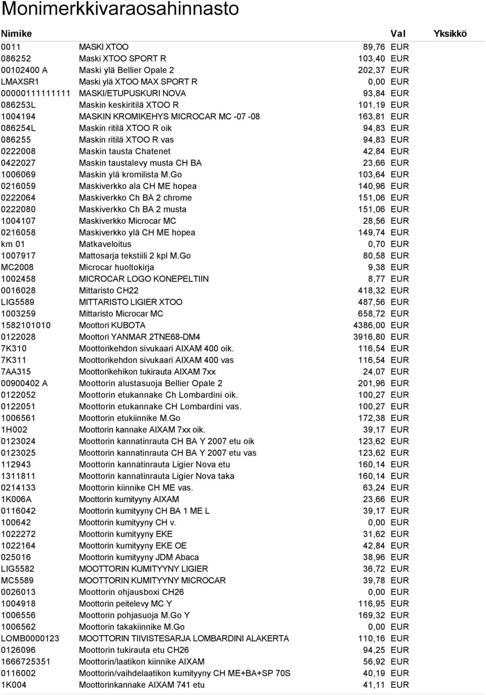 1004918 1006556 1006562 LOMB0000123 0126096 1666725351 0116002 1K004 MASKI XTOO Maski XTOO SPORT R Maski ylä Bellier Opale 2 Maski ylä XTOO MAX SPORT R MASKI/ETUPUSKURI NOVA Maskin keskiritilä XTOO R