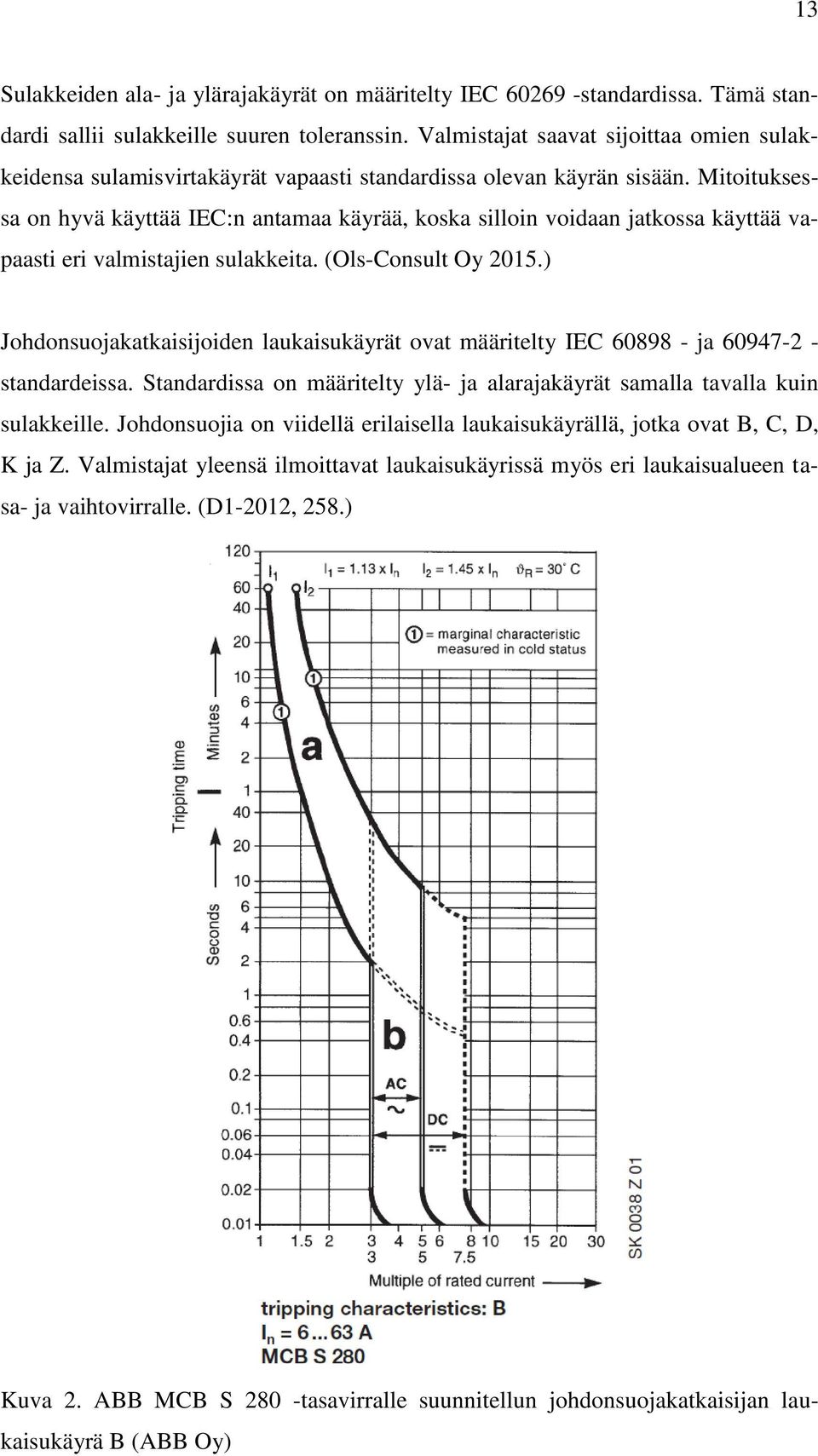 Mitoituksessa on hyvä käyttää IEC:n antamaa käyrää, koska silloin voidaan jatkossa käyttää vapaasti eri valmistajien sulakkeita. (Ols-Consult Oy 2015.