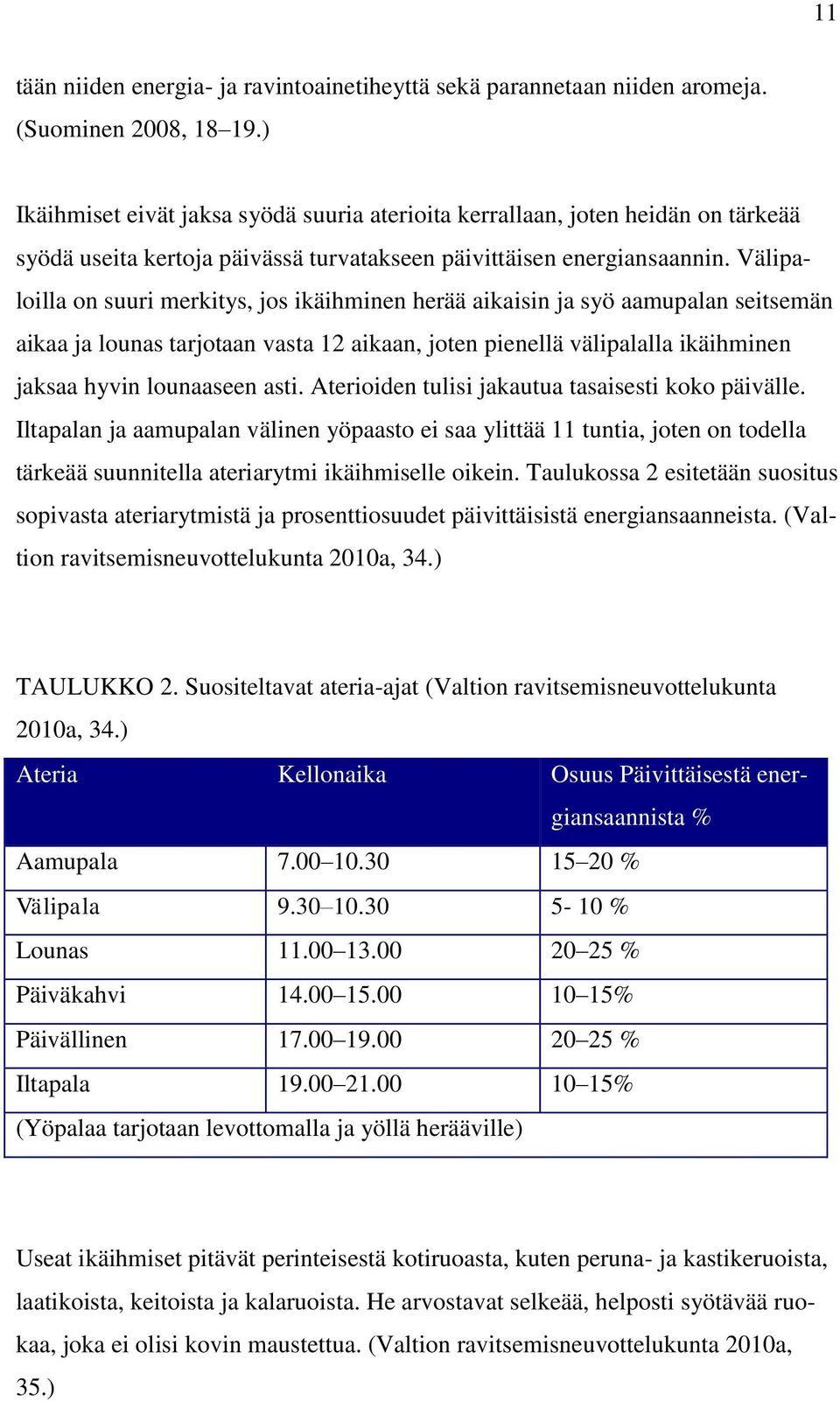 Välipaloilla on suuri merkitys, jos ikäihminen herää aikaisin ja syö aamupalan seitsemän aikaa ja lounas tarjotaan vasta 12 aikaan, joten pienellä välipalalla ikäihminen jaksaa hyvin lounaaseen asti.