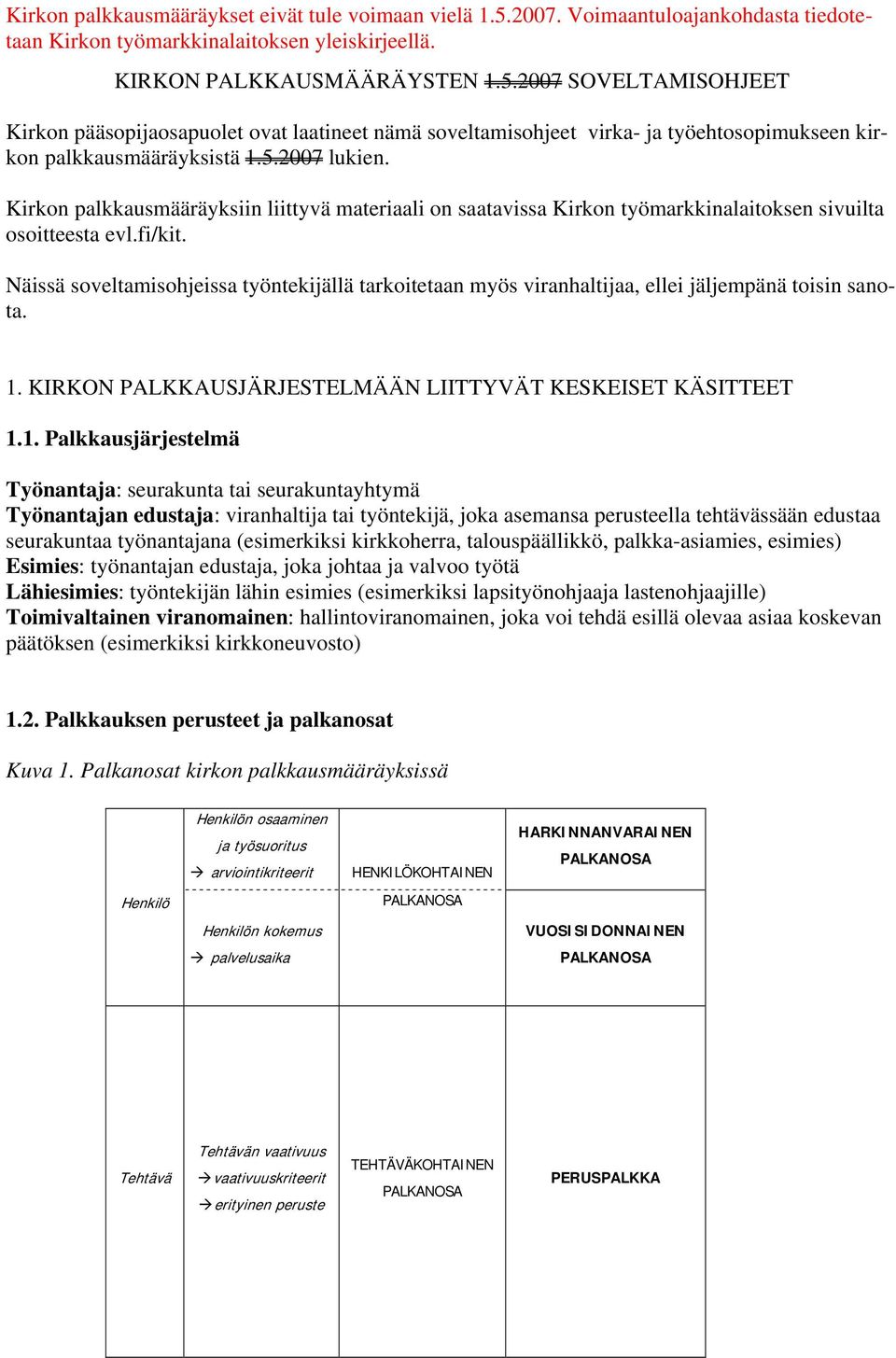 Näissä soveltamisohjeissa työntekijällä tarkoitetaan myös viranhaltijaa, ellei jäljempänä toisin sanota. 1.