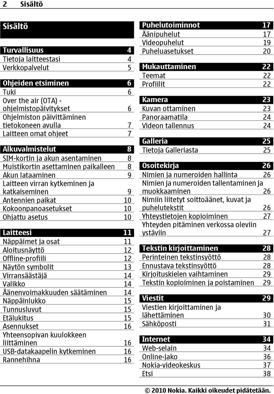 Kokoonpanoasetukset 10 Ohjattu asetus 10 Laitteesi 11 Näppäimet ja osat 11 Aloitusnäyttö 12 Offline-profiili 12 Näytön symbolit 13 Virransäästäjä 14 Valikko 14 Äänenvoimakkuuden säätäminen 14