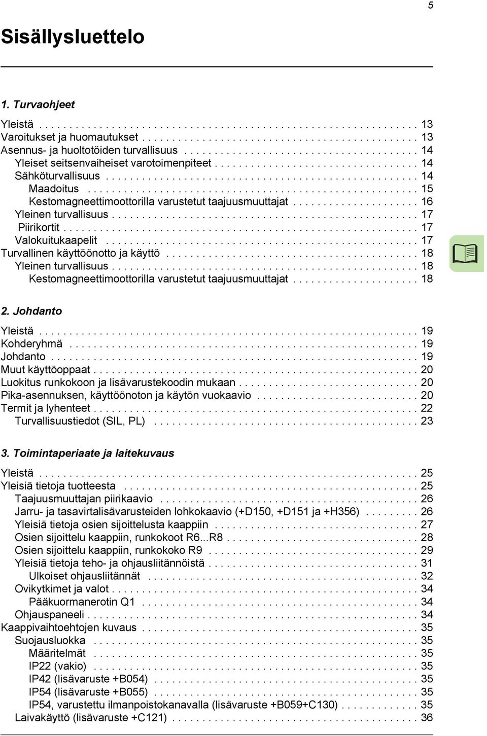 ...................................................... 15 Kestomagneettimoottorilla varustetut taajuusmuuttajat..................... 16 Yleinen turvallisuus................................................... 17 Piirikortit.