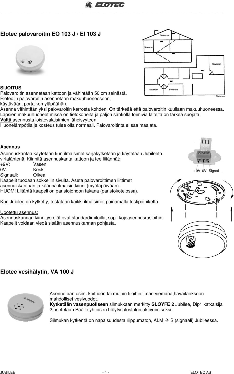 Lapsien makuuhuoneet missä on tietokoneita ja paljon sähköllä toimivia laiteita on tärkeä suojata. Vältä asennusta loistevalaisimien läheisyyteen. Huonelämpötila ja kosteus tulee olla normaali.