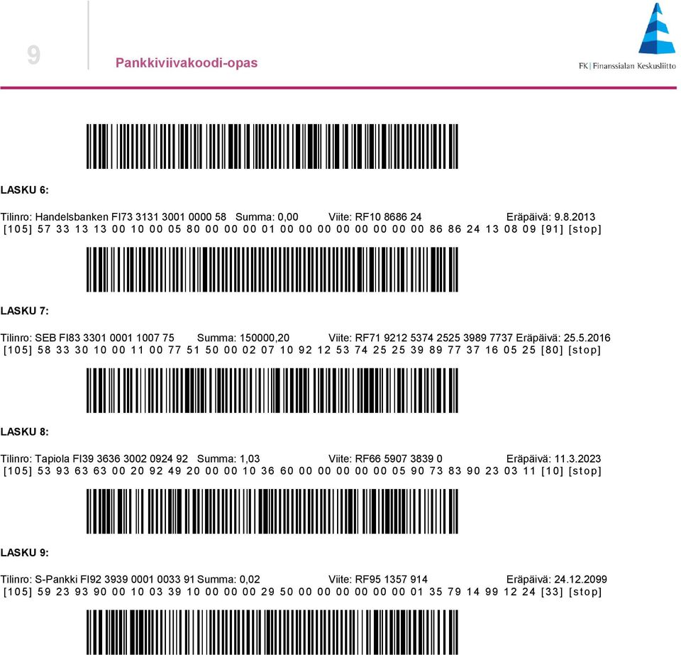 86 24 Eräpäivä: 9.8.2013 [105] 57 33 13 13 00 10 00 05 80 00 00 00 01 00 00 00 00 00 00 00 00 86 86 24 13 08 09 [ 91] [stop] LASKU 7: Tilinro: SEB FI83 3301 0001 1007 75 Summa: 150000,20 Viite: RF71