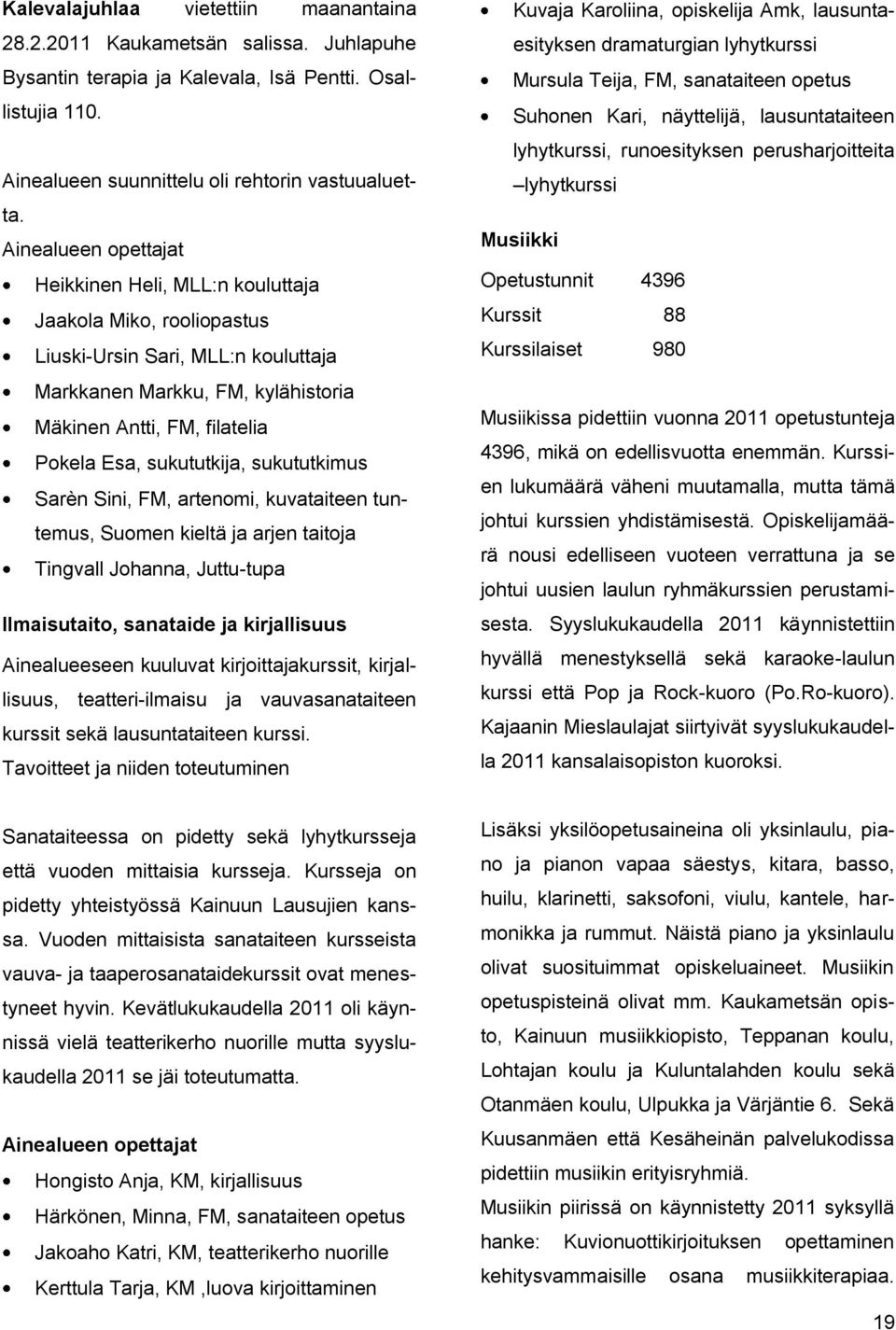 sukututkija, sukututkimus Sarèn Sini, FM, artenomi, kuvataiteen tuntemus, Suomen kieltä ja arjen taitoja Tingvall Johanna, Juttu-tupa Ilmaisutaito, sanataide ja kirjallisuus Ainealueeseen kuuluvat