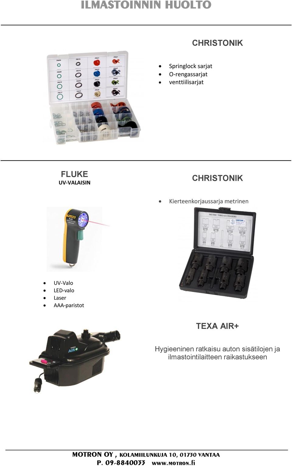 Kierteenkorjaussarja metrinen UV-Valo LED-valo Laser