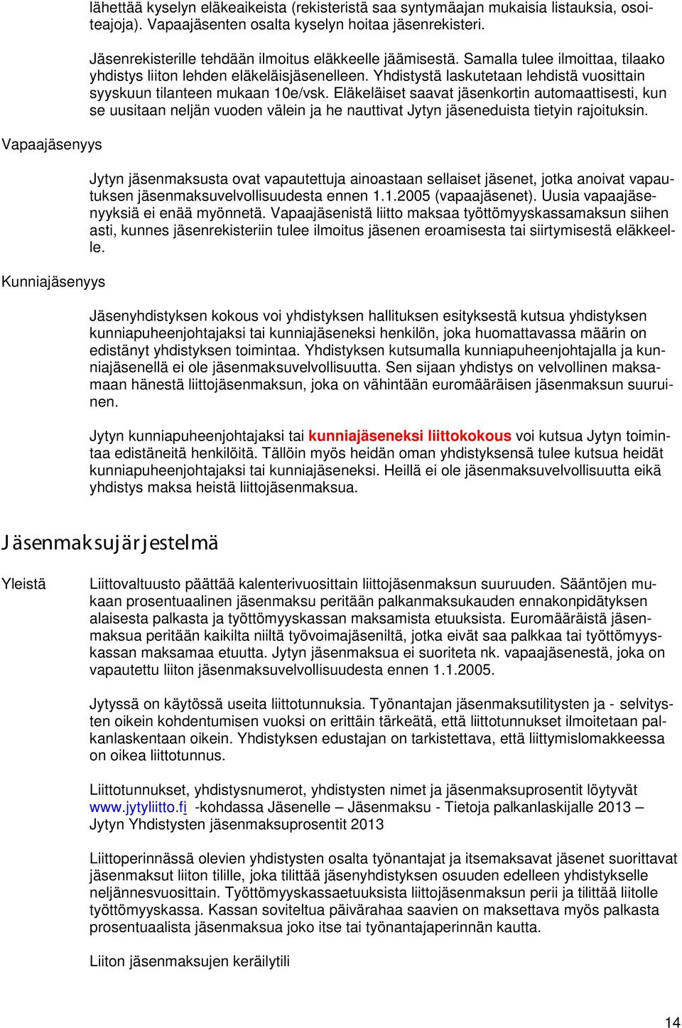 Yhdistystä laskutetaan lehdistä vuosittain syyskuun tilanteen mukaan 10e/vsk.