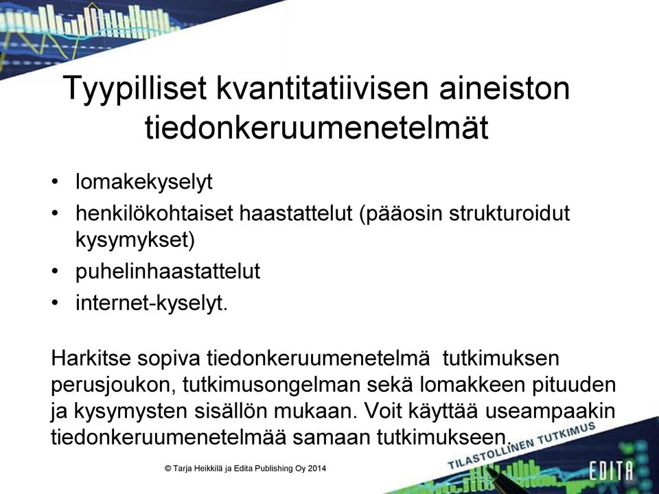 Harkitse sopiva tiedonkeruumenetelmä tutkimuksen perusjoukon, tutkimusongelman sekä lomakkeen