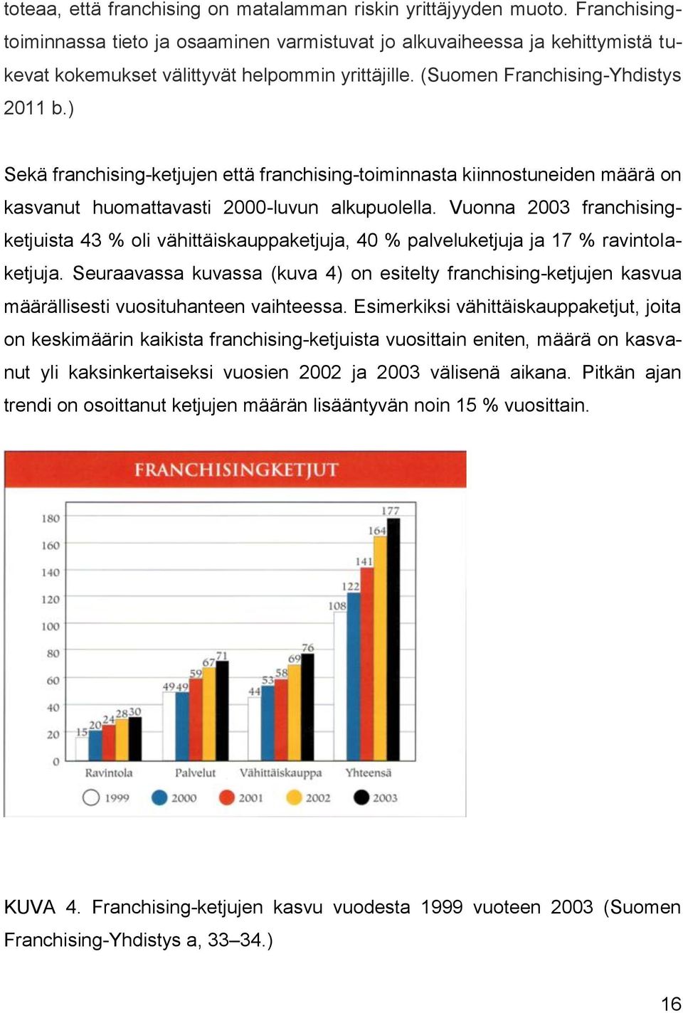 ) Sekä franchising-ketjujen että franchising-toiminnasta kiinnostuneiden määrä on kasvanut huomattavasti 2000-luvun alkupuolella.