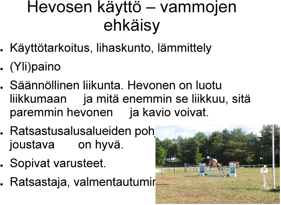 Hevonen on luotu liikkumaan ja mitä enemmin se liikkuu, sitä paremmin