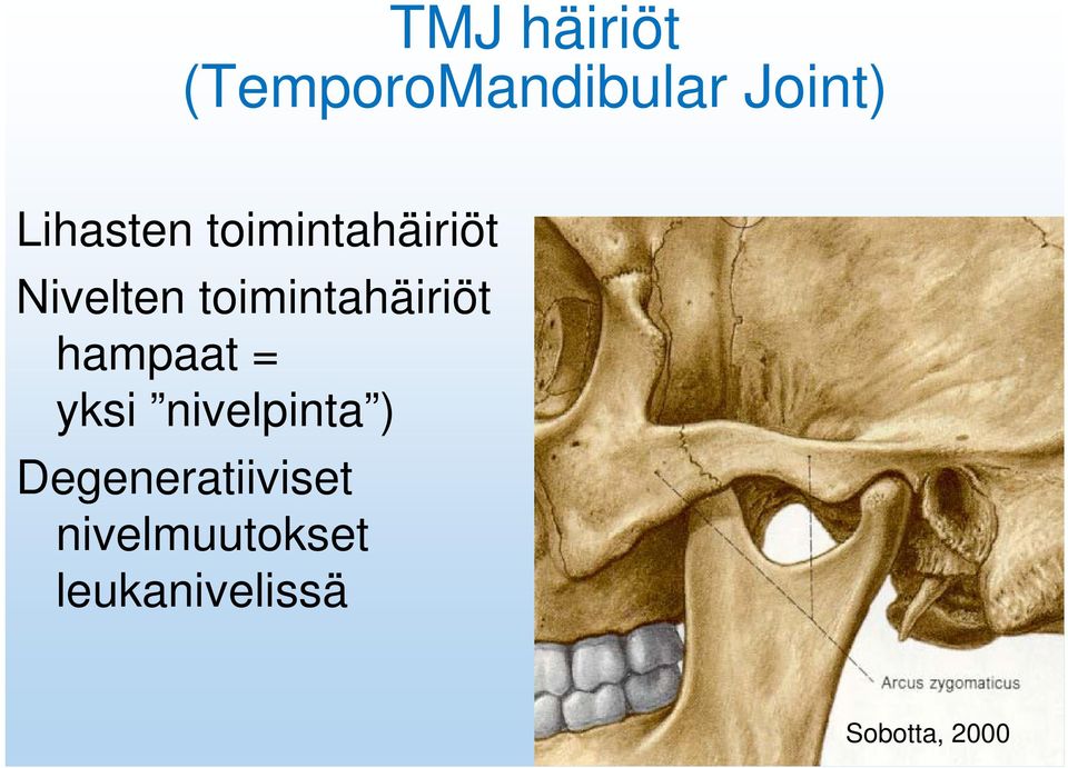 toimintahäiriöt hampaat = yksi nivelpinta )