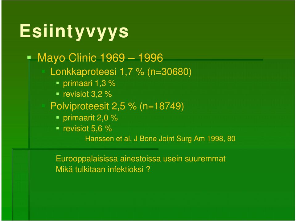 primaarit 2,0 % revisiot 5,6 % Hanssen et al.