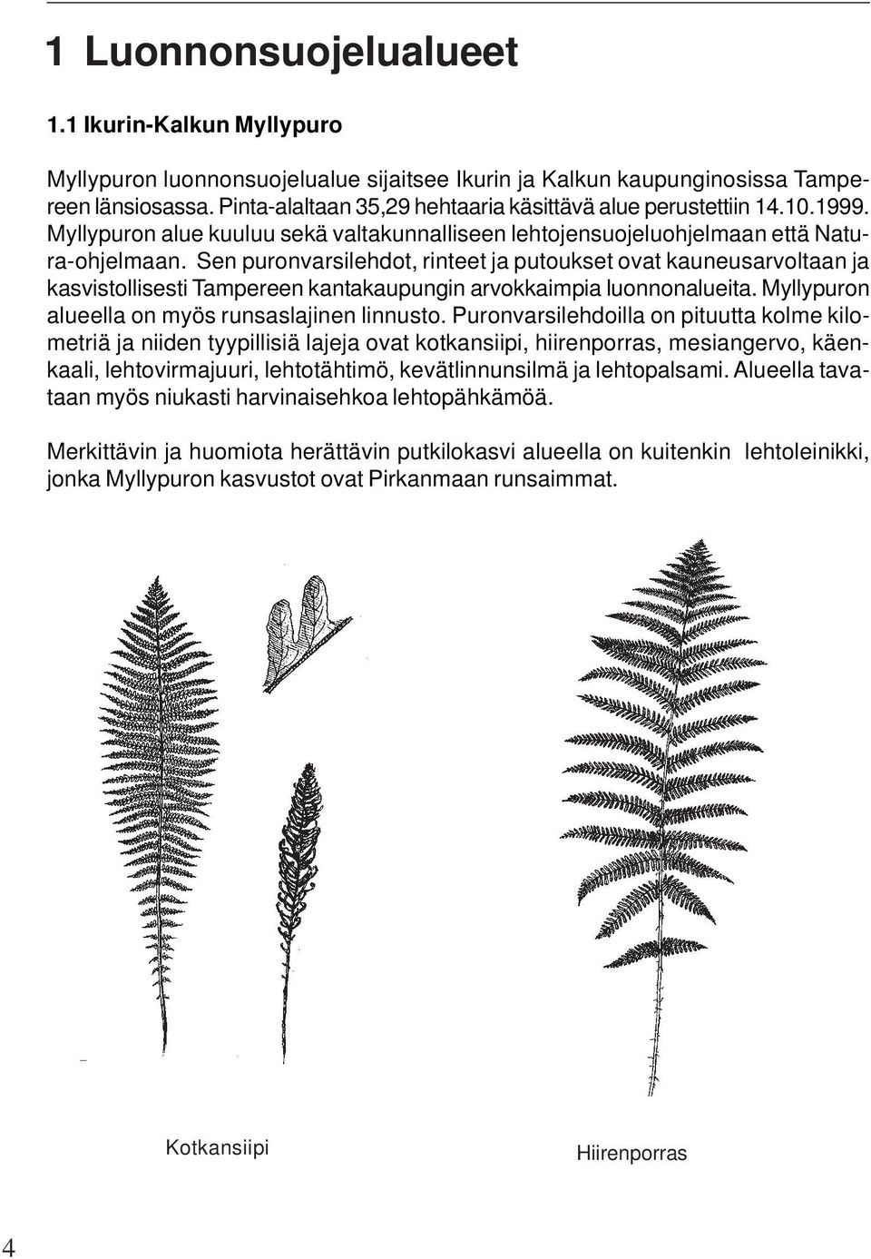 Sen puronvarsilehdot, rinteet ja putoukset ovat kauneusarvoltaan ja kasvistollisesti Tampereen kantakaupungin arvokkaimpia luonnonalueita. Myllypuron alueella on myös runsaslajinen linnusto.