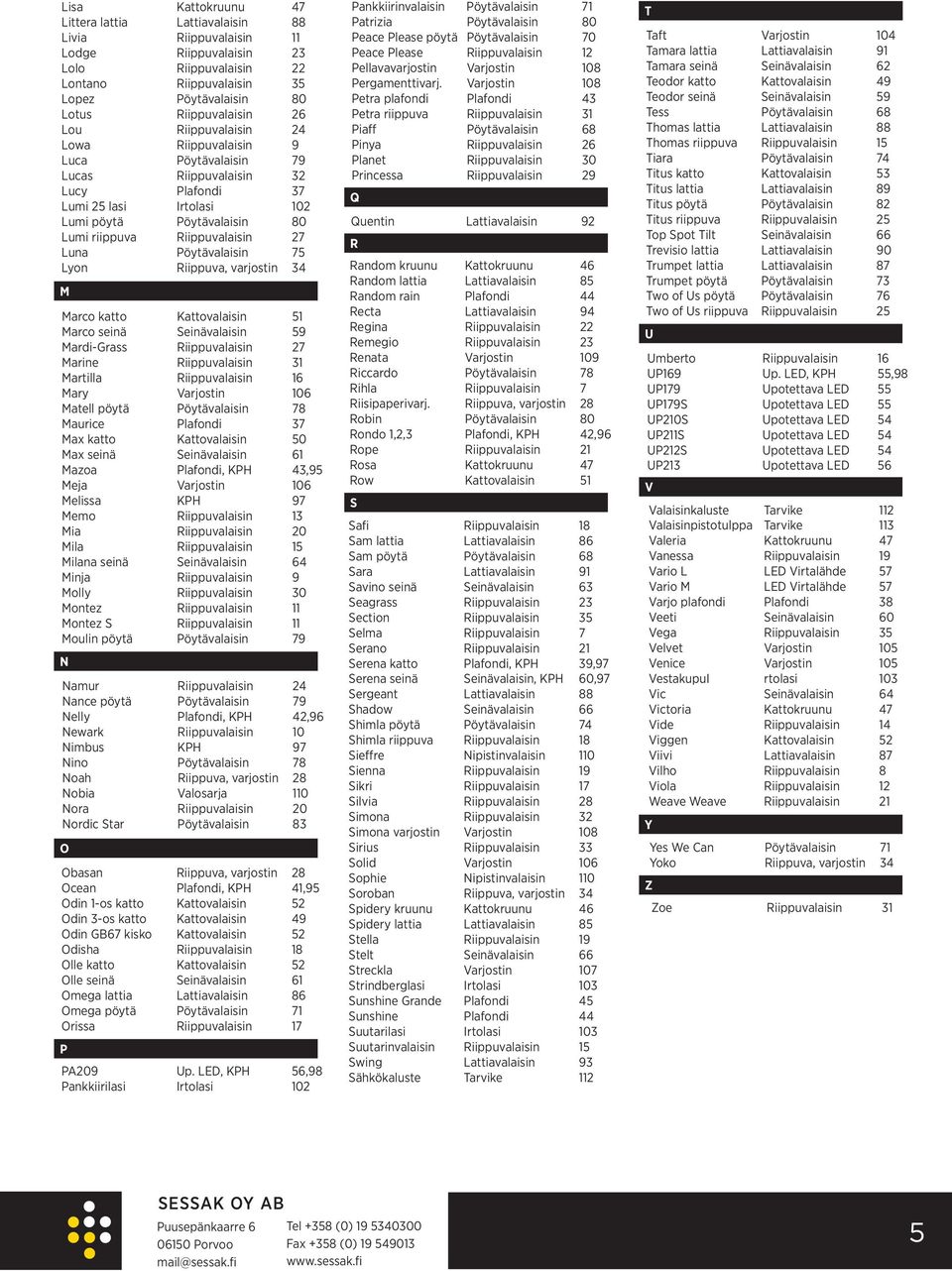 Pöytävalaisin 75 Lyon Riippuva, varjostin 34 M Marco katto Kattovalaisin 51 Marco seinä Seinävalaisin 59 Mardi-Grass Riippuvalaisin 27 Marine Riippuvalaisin 31 Martilla Riippuvalaisin 16 Mary