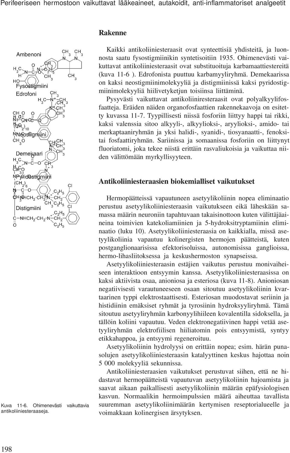 Demekaarissa on kaksi neostigmiinimolekyyliä ja distigmiinissä kaksi pyridostigmiinimolekyyliä hiilivetyketjun toisiinsa liittäminä.