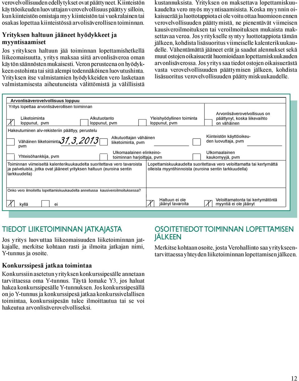 Sosiaalihuoltopalvelut lopettaa kiinteistössä (AVL 37 arvolisäverollisen ) toiminnan.