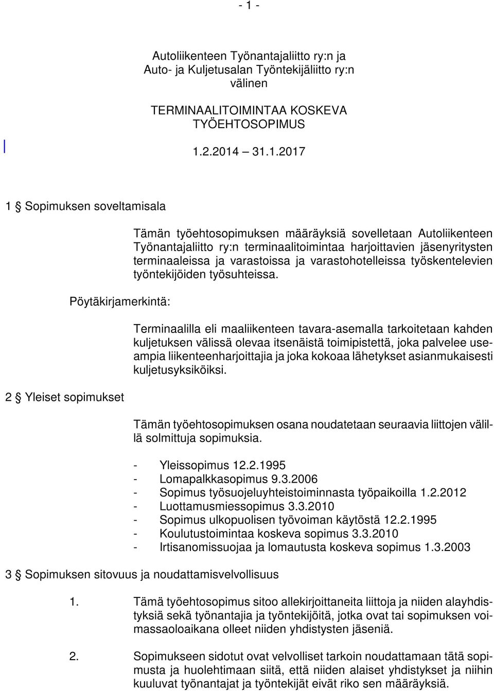 varastoissa ja varastohotelleissa työskentelevien työntekijöiden työsuhteissa.