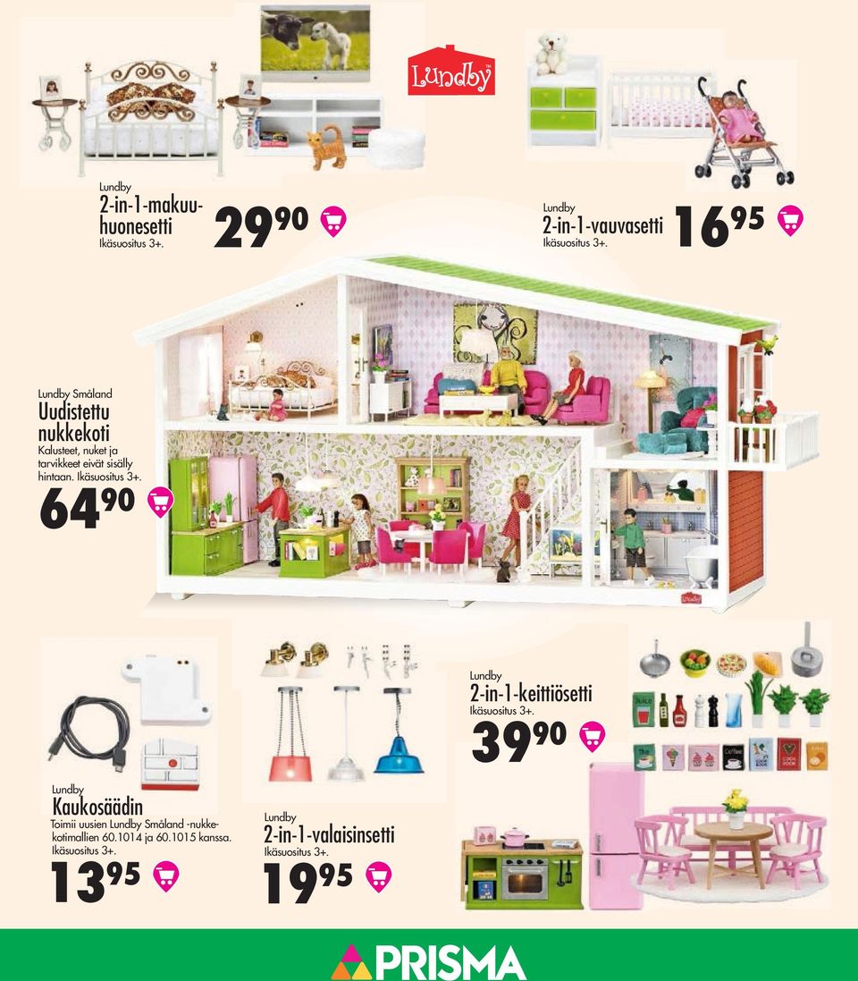 6490 Lundby 2-in-1-keittiösetti 3990 Lundby Kaukosäädin Toimii uusien Lundby