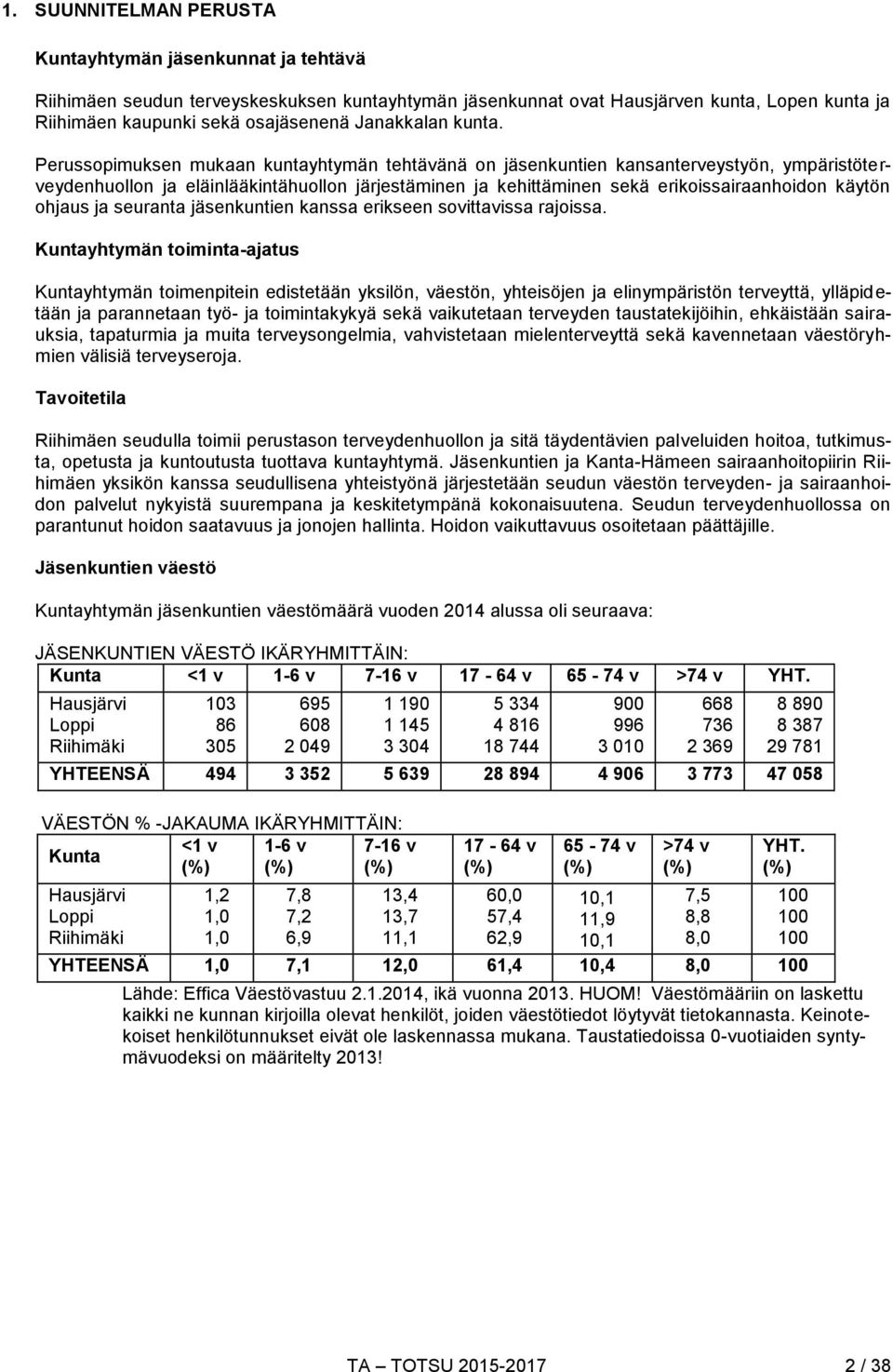 Perussopimuksen mukaan kuntayhtymän tehtävänä on jäsenkuntien kansanterveystyön, ympäristöterveydenhuollon ja eläinlääkintähuollon järjestäminen ja kehittäminen sekä erikoissairaanhoidon käytön