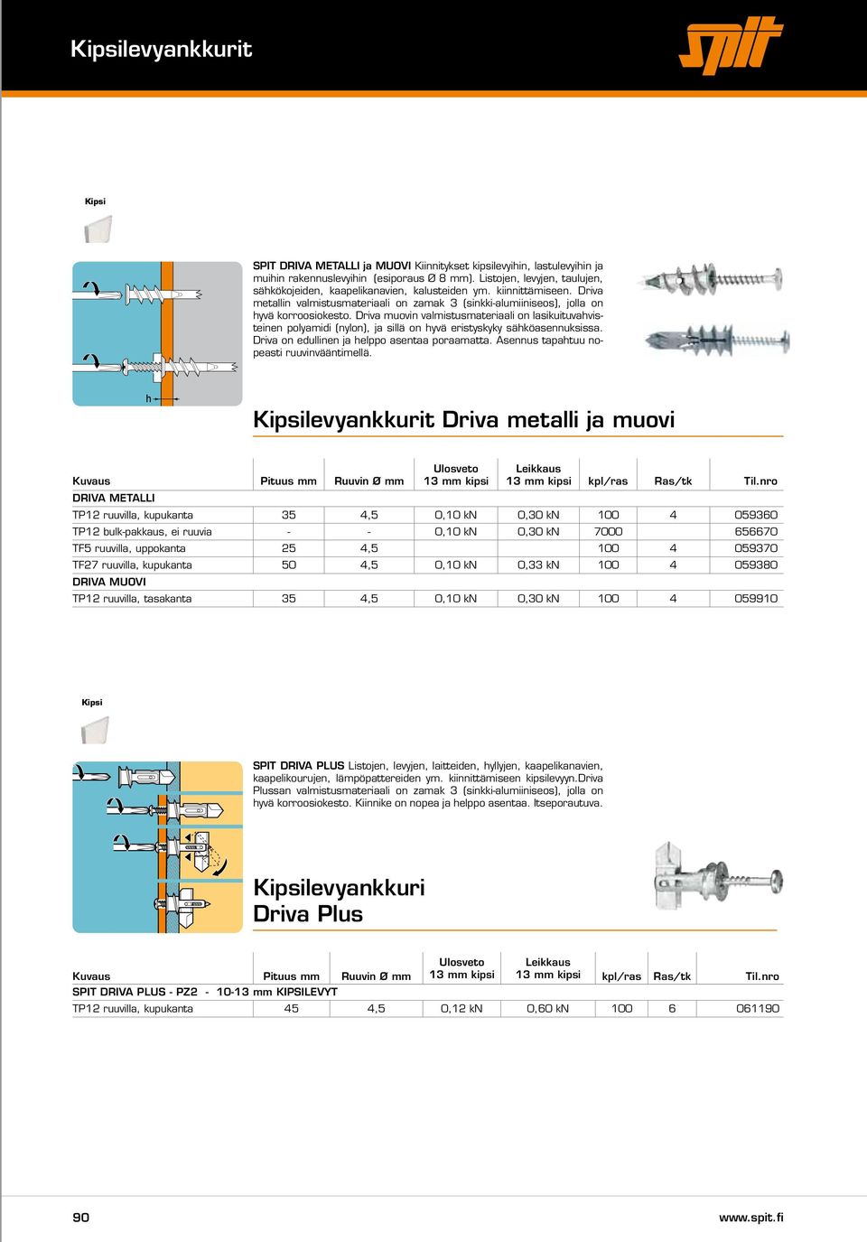 Driva muovin valmistusmateriaali on lasikuituvahvisteinen polyamidi (nylon), ja sillä on hyvä eristyskyky sähköasennuksissa. Driva on edullinen ja helppo asentaa poraamatta.