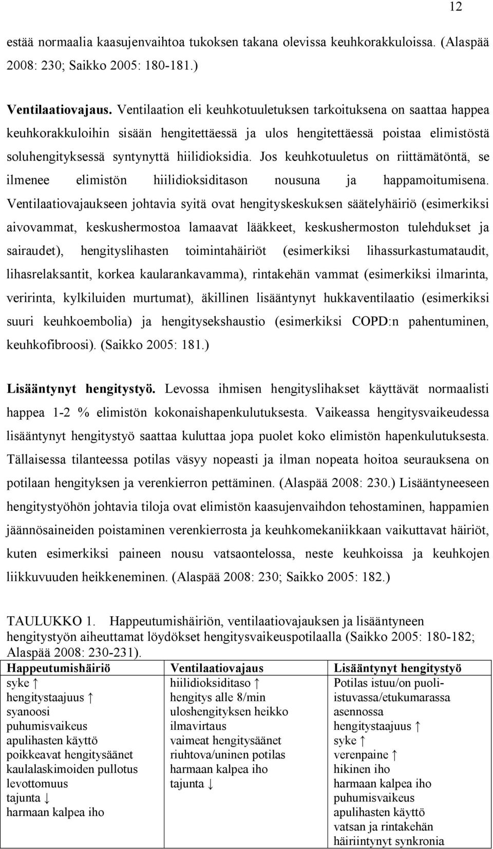 Jos keuhkotuuletus on riittämätöntä, se ilmenee elimistön hiilidioksiditason nousuna ja happamoitumisena.