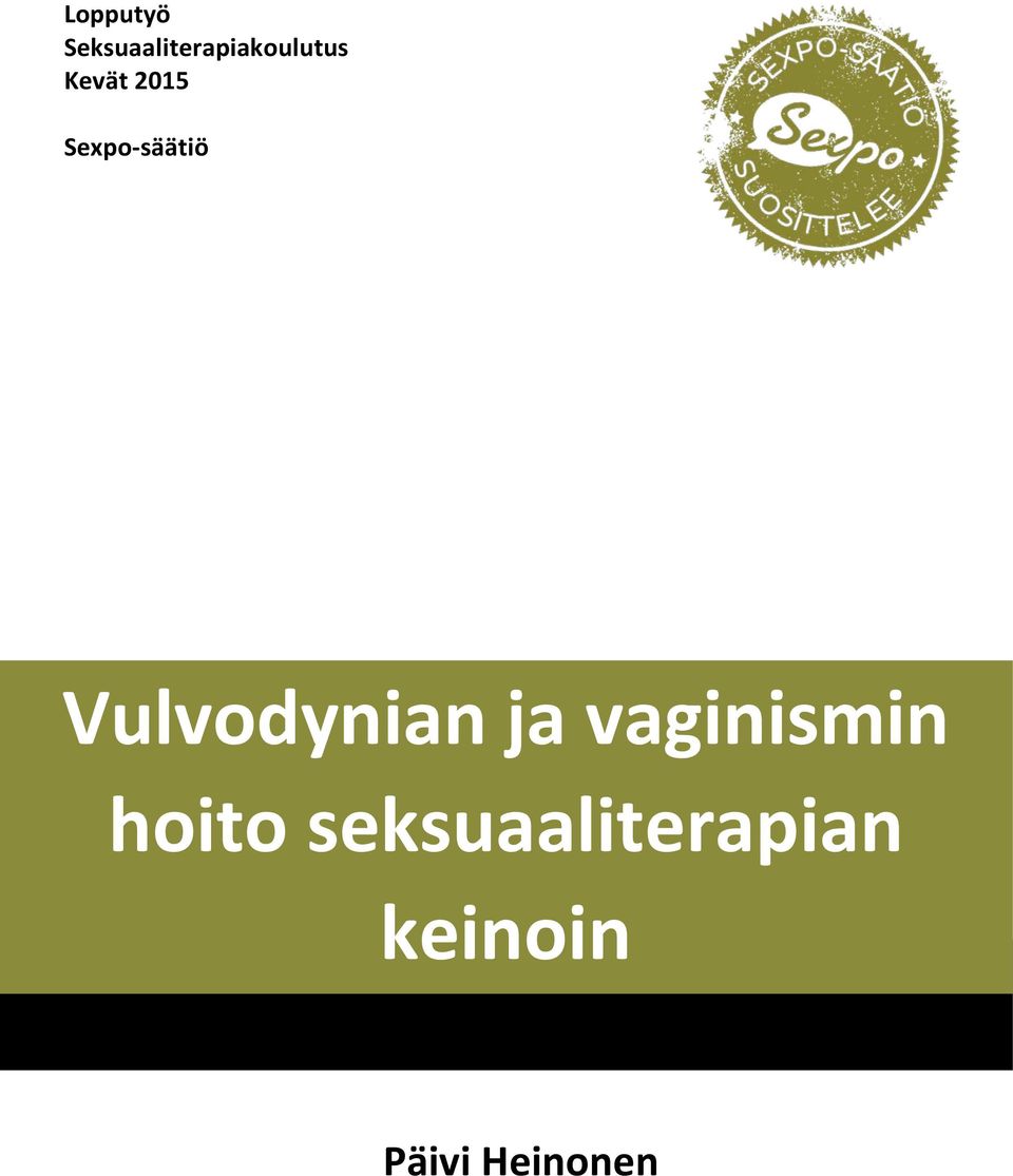 2015 Sexpo-säätiö Vulvodynian ja