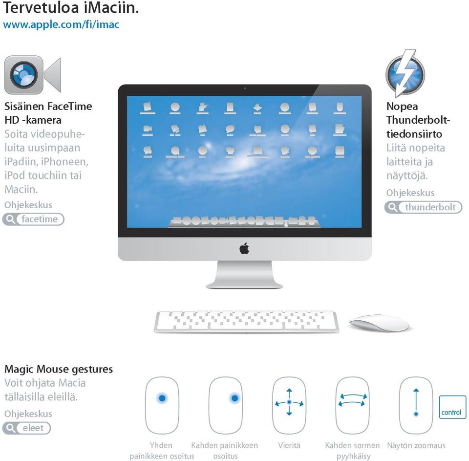 tai Maciin. Ohjekeskus facetime Nopea Thunderbolttiedonsiirto Liitä nopeita laitteita ja näyttöjä.