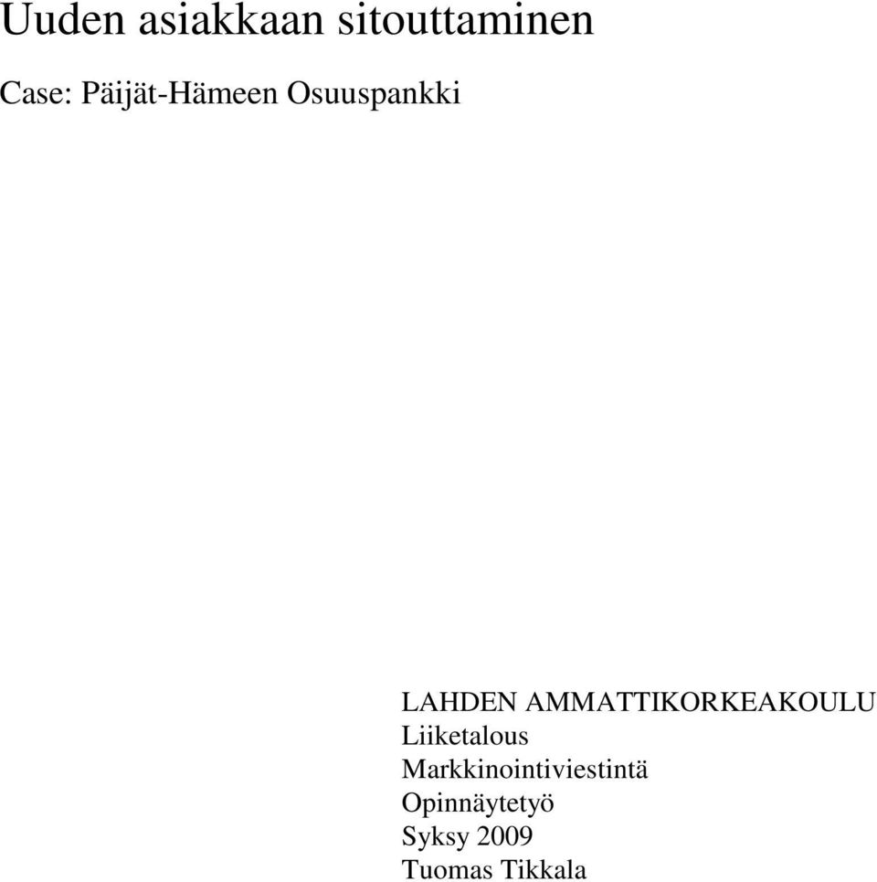 AMMATTIKORKEAKOULU Liiketalous