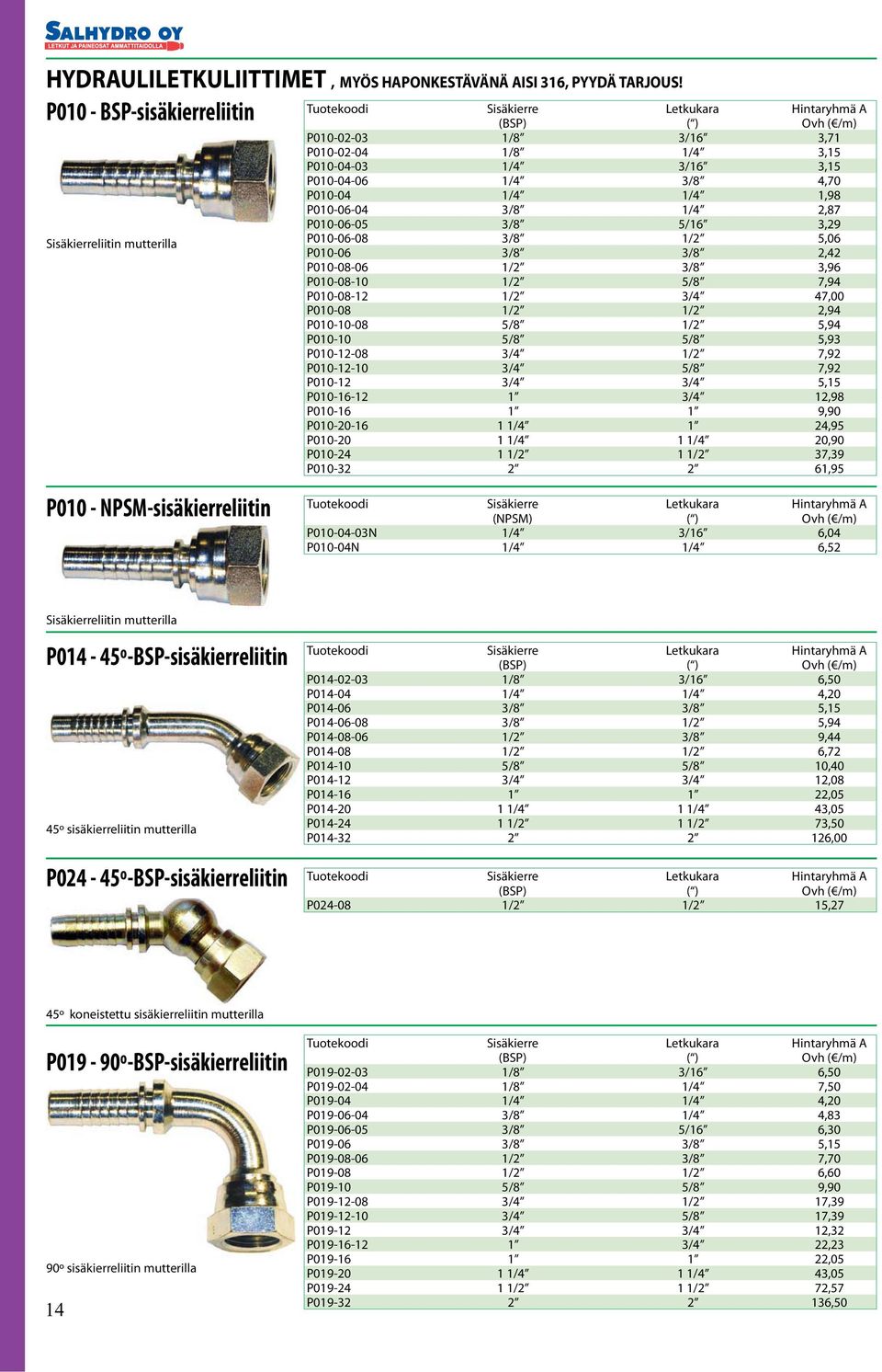 1,98 P010-06-04 3/8 1/4 2,87 P010-06-05 3/8 5/16 3,29 P010-06-08 3/8 1/2 5,06 P010-06 3/8 3/8 2,42 P010-08-06 1/2 3/8 3,96 P010-08-10 1/2 5/8 7,94 P010-08-12 1/2 3/4 47,00 P010-08 1/2 1/2 2,94