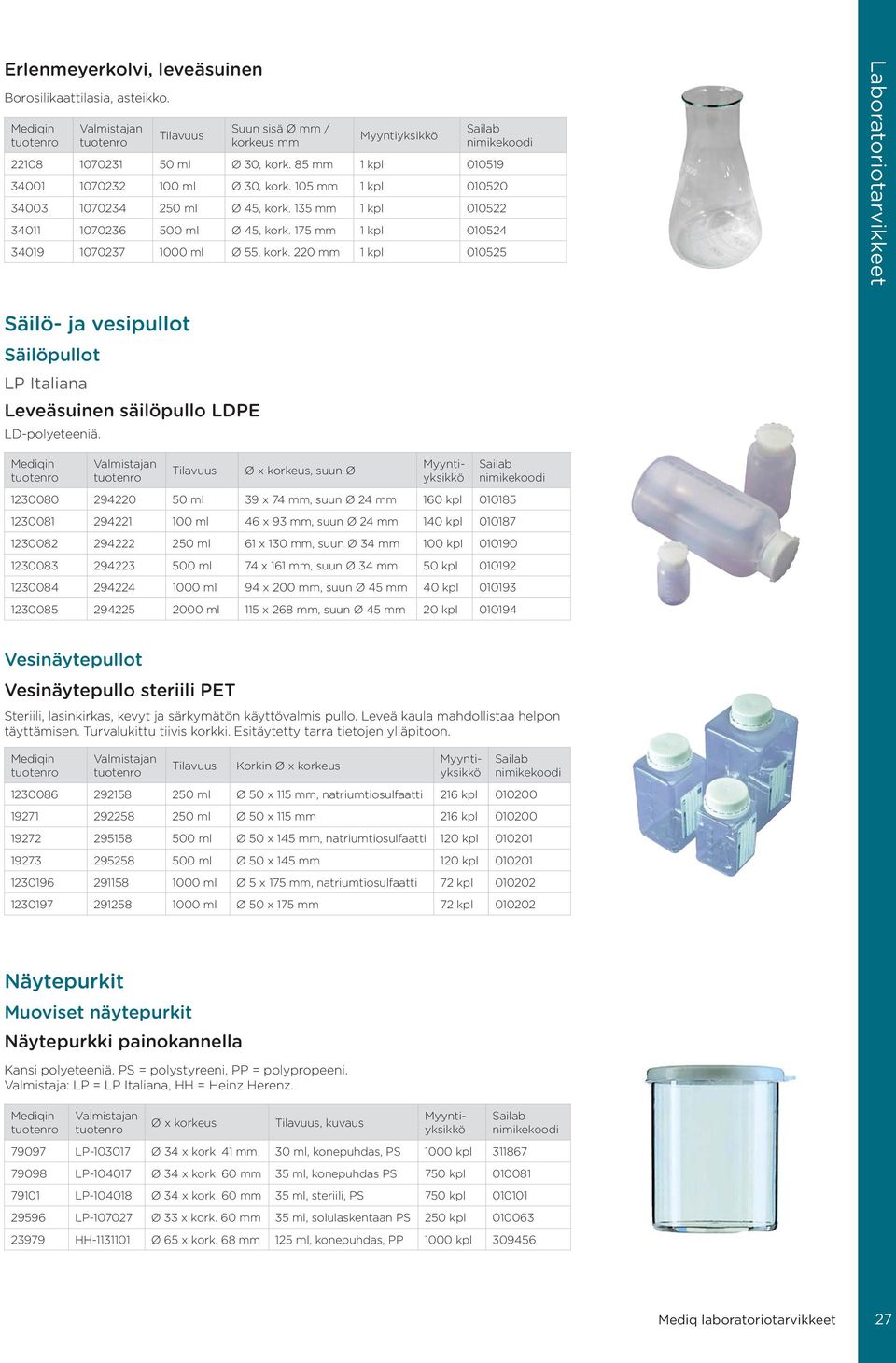 220 mm 1 kpl 010525 Säilö- ja vesipullot Säilöpullot LP Italiana Leveäsuinen säilöpullo LDPE LD-polyeteeniä.