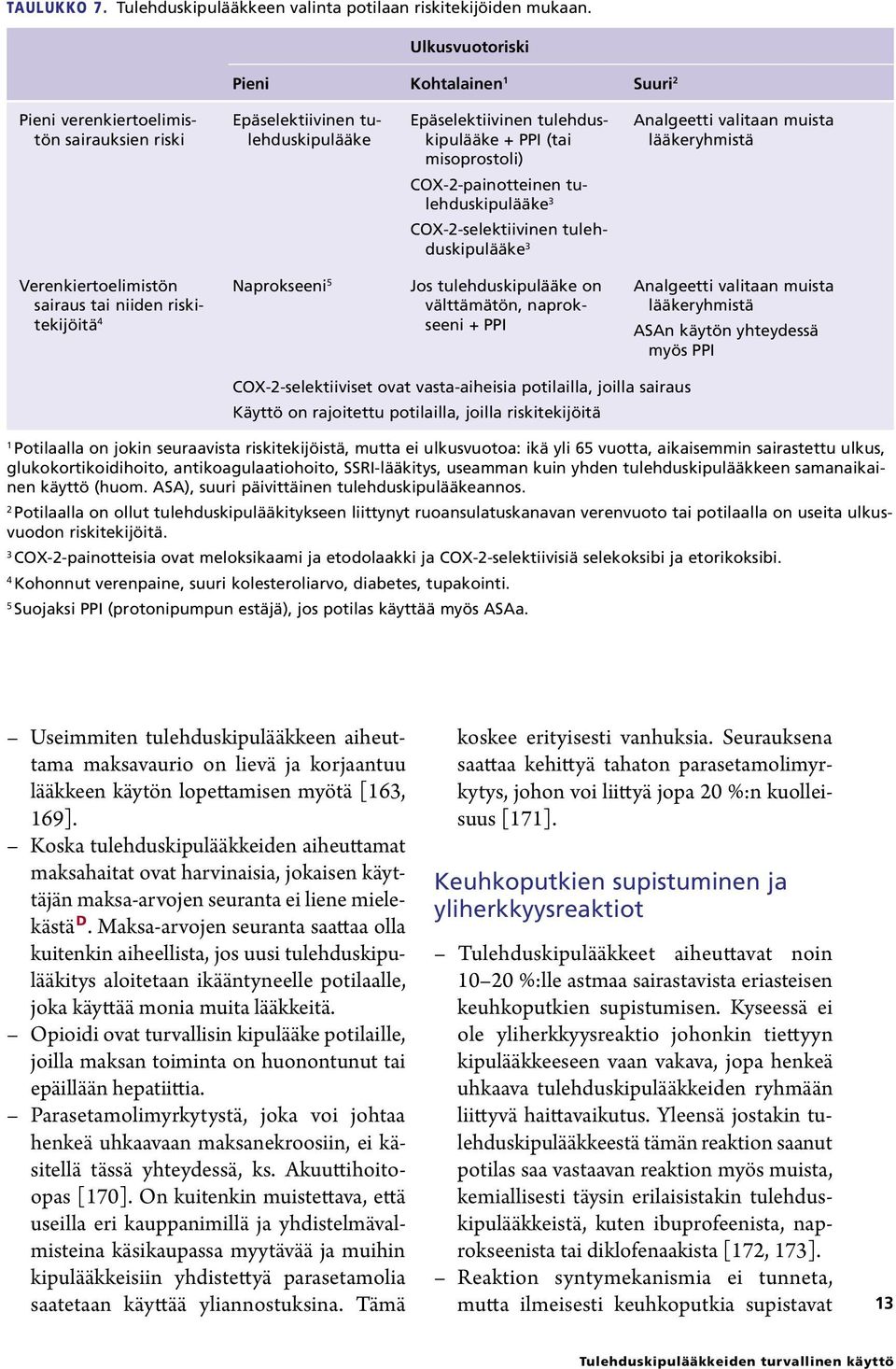 COX-2-painotteinen tulehduskipulääke 3 COX-2-selektiivinen tulehduskipulääke 3 Analgeetti valitaan muista lääke ryhmistä Verenkiertoelimistön sairaus tai niiden riskitekijöitä 4 Naprokseeni 5 Jos