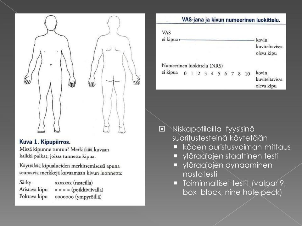 staattinen testi yläraajojen dynaaminen nostotesti