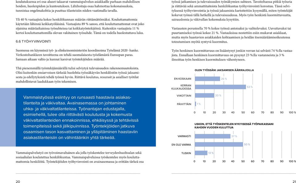 Kouluttamattomia käytetään lähinnä keikkatyöläisinä. Vastaajista 89 % sanoo, että kouluttamattomat ovat joko sijaisina määräaikaisissa työsuhteissa tai keikkatyöntekijöinä.