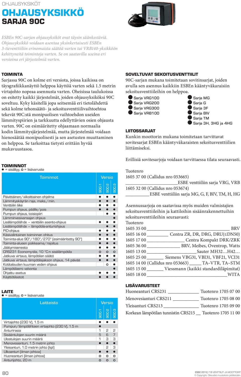 Toiminta Sarjassa 90C on kolme eri versiota, joissa kaikissa on täysgrafiikkanäyttö helppoa käyttöä varten sekä 1.5 metrin virtajohto nopeaa asennusta varten.