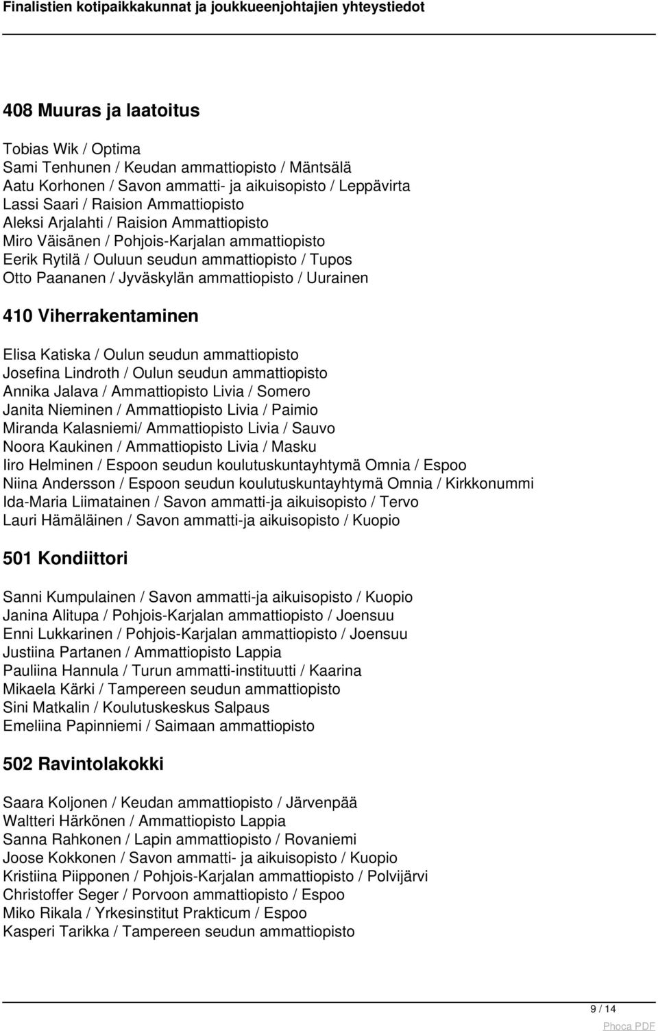 Viherrakentaminen Elisa Katiska / Oulun seudun ammattiopisto Josefina Lindroth / Oulun seudun ammattiopisto Annika Jalava / Ammattiopisto Livia / Somero Janita Nieminen / Ammattiopisto Livia / Paimio