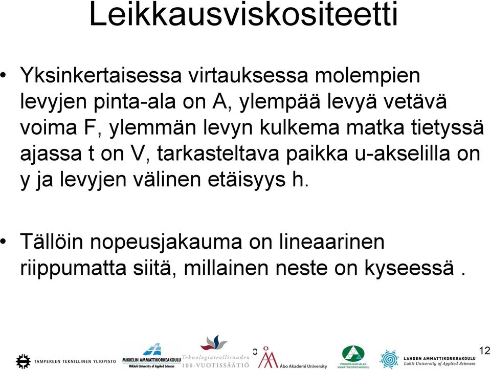 tarkasteltava paikka u-akselilla on y ja levyjen välinen etäisyys h.