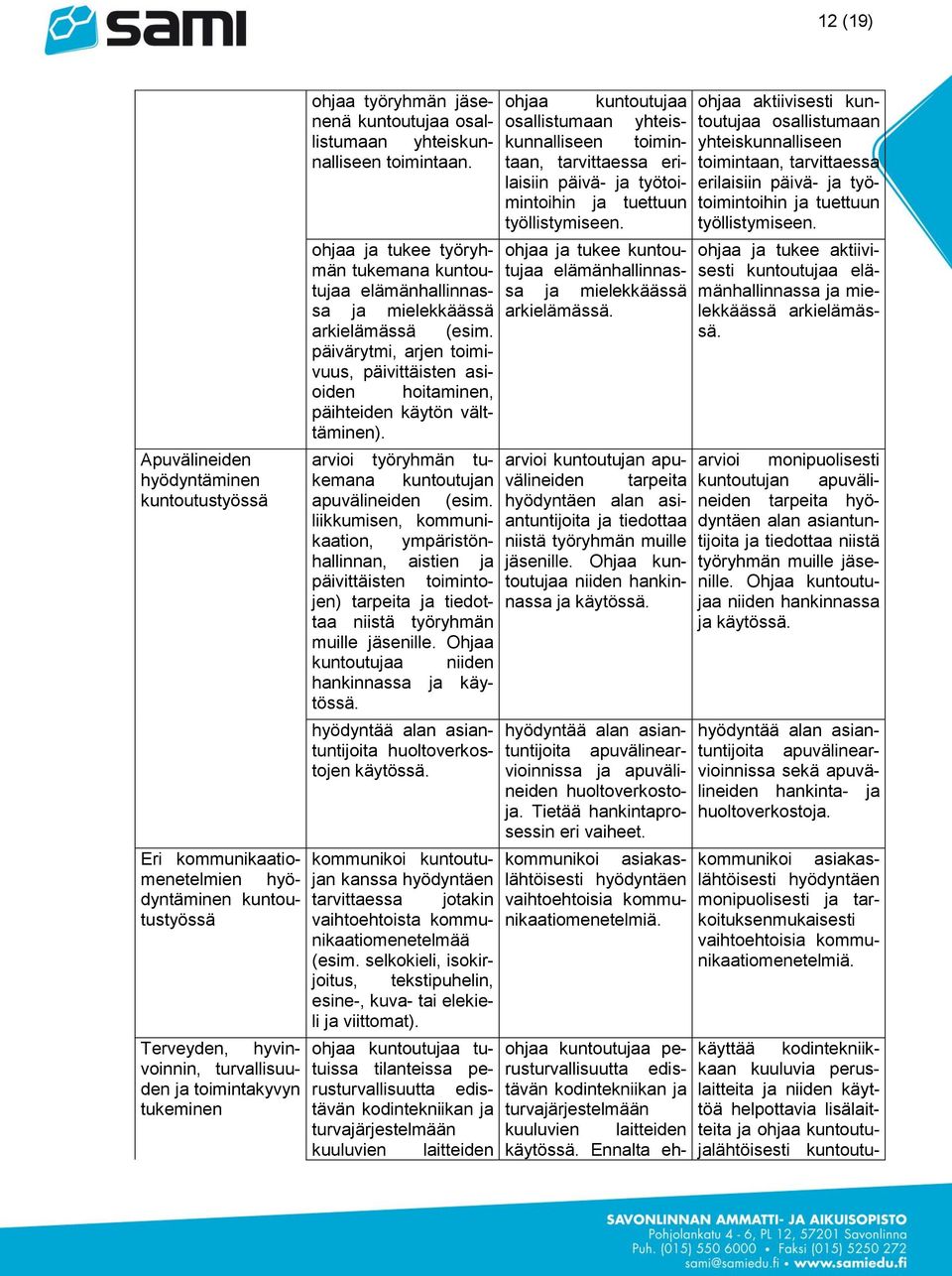 ohjaa kuntoutujaa osallistumaan yhteiskunnalliseen toimintaan, tarvittaessa erilaisiin päivä- ja työtoimintoihin ja tuettuun työllistymiseen.