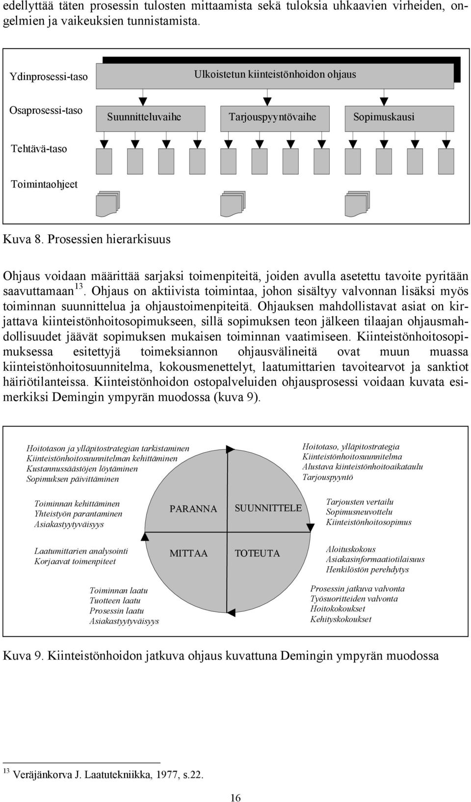 Prosessien hierarkisuus Ohjaus voidaan määrittää sarjaksi toimenpiteitä, joiden avulla asetettu tavoite pyritään saavuttamaan 13.